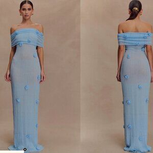 Brynn Orchid Knit Maxi Dress - Baby Blue - Size XL